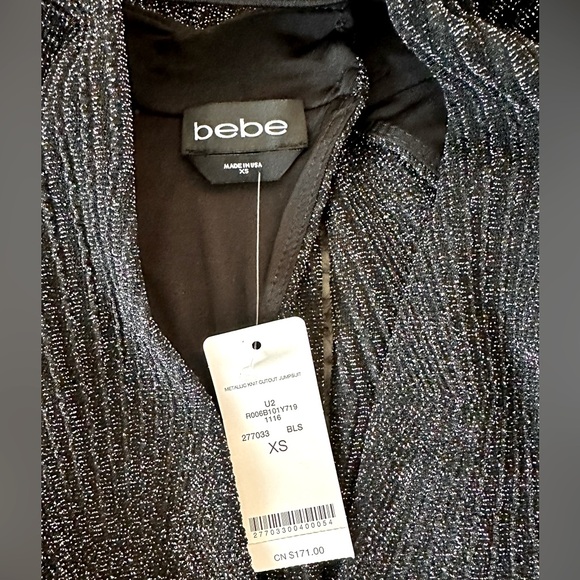 NWT - Bebe metallic knit cutout jumpsuit size XS - Picture 3 of 5